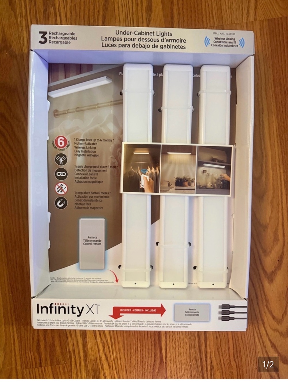INFINITY Rechargeable Under-Cabinet Lights - White (3-Pack)